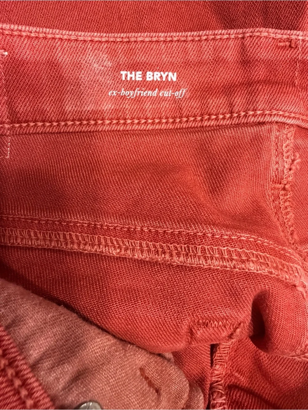 The Bryn Women’s High-Rise Rust Red Denim Shorts
